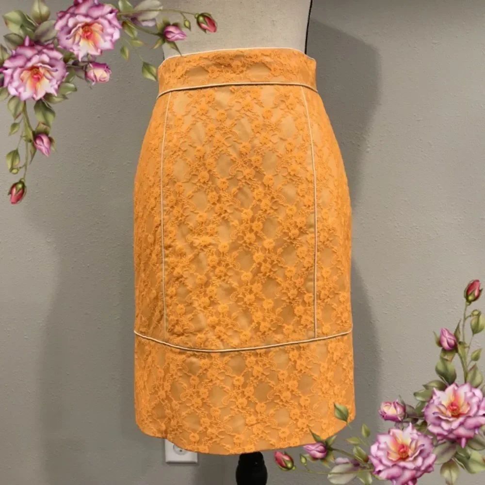 ANTONIO MELANI Yellow Lace Midi Skirt